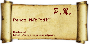 Pencz Máté névjegykártya