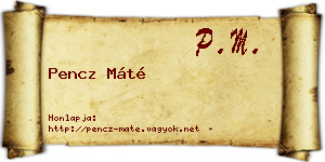 Pencz Máté névjegykártya